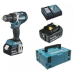 Urbjmašīna–skrūvgriezis Makita DDF484RTJ ar 2 akumulatoriem 18 V, 2 × 5,0 Ah Li-ion, 36/54 Nm